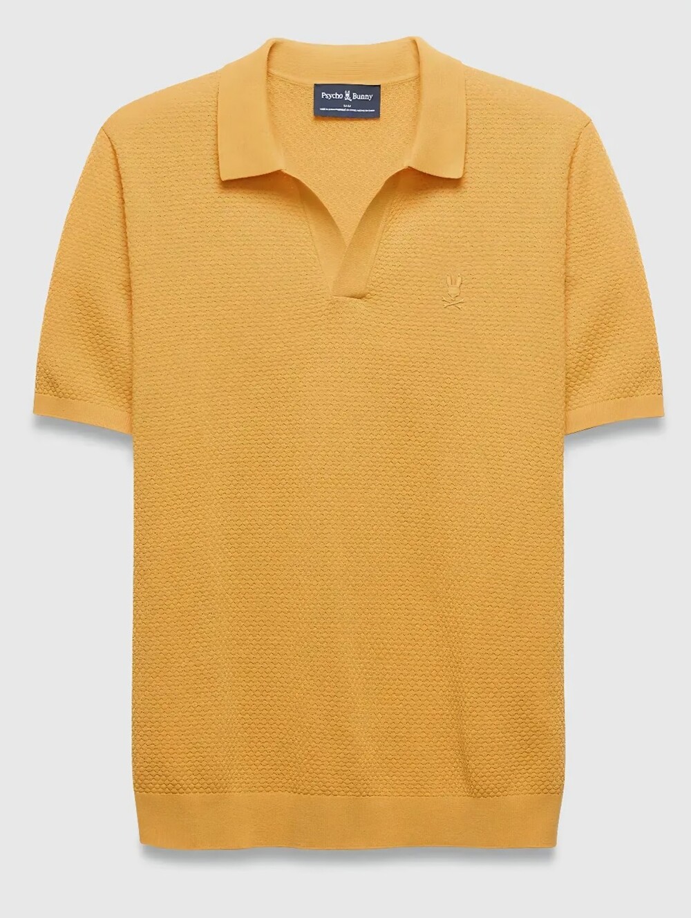 Psycho Bunny Devon Bubble-Stitch Knit Polo Shirt Size Large - Gold - 100% Cotton
